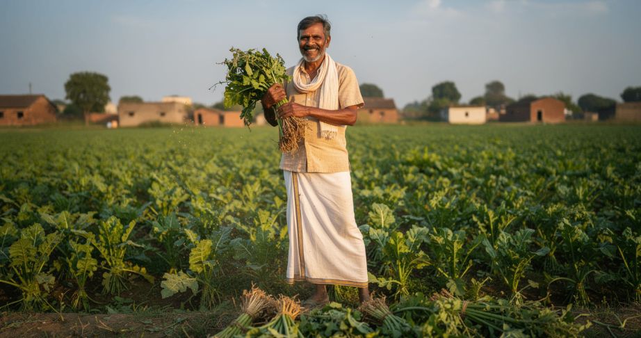 Farmer checking crop market prices using digital agriculture marketplace
