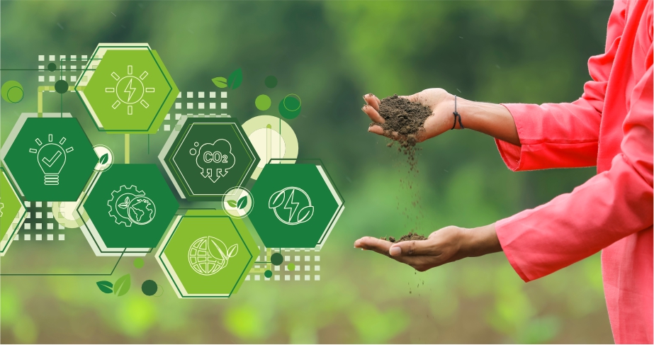 Farmer collecting soil sample for soil testing and nutrient analysis